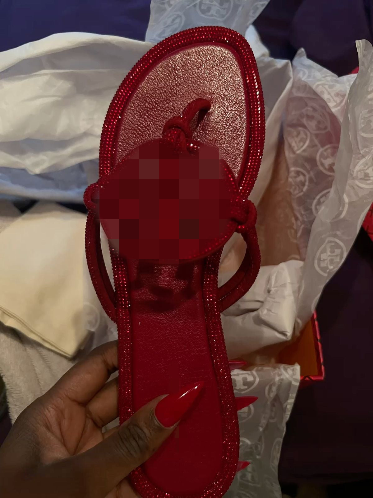 Red Sandals with Rhinestones